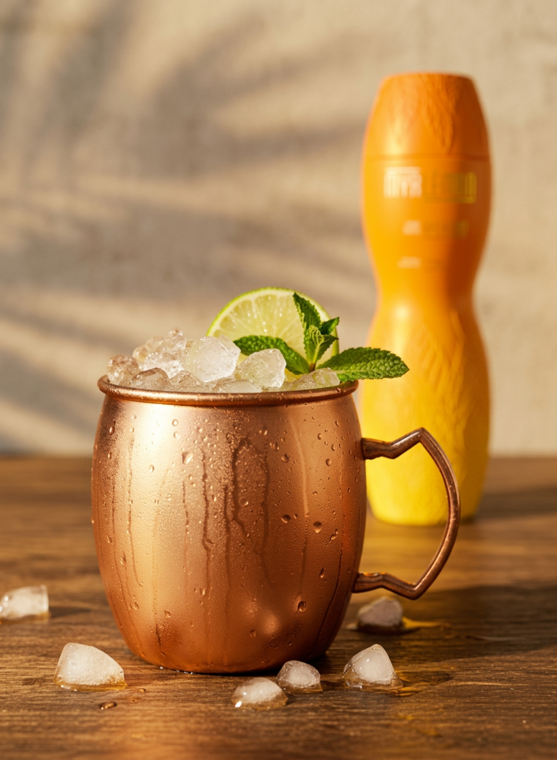 The Golden Hour Spritz made with Myrlèmon, Prosecco and grapefruit soda, garnished with pink grapefruit.