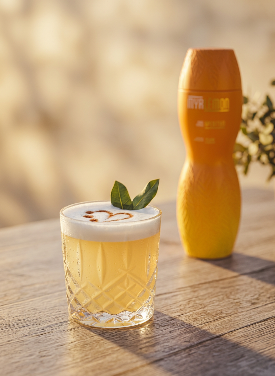 The Whisky Native Cane Sour made with Myrlèmon, bourbon, fresh lemon juice and aromatic bitters, served with a velvety foam.