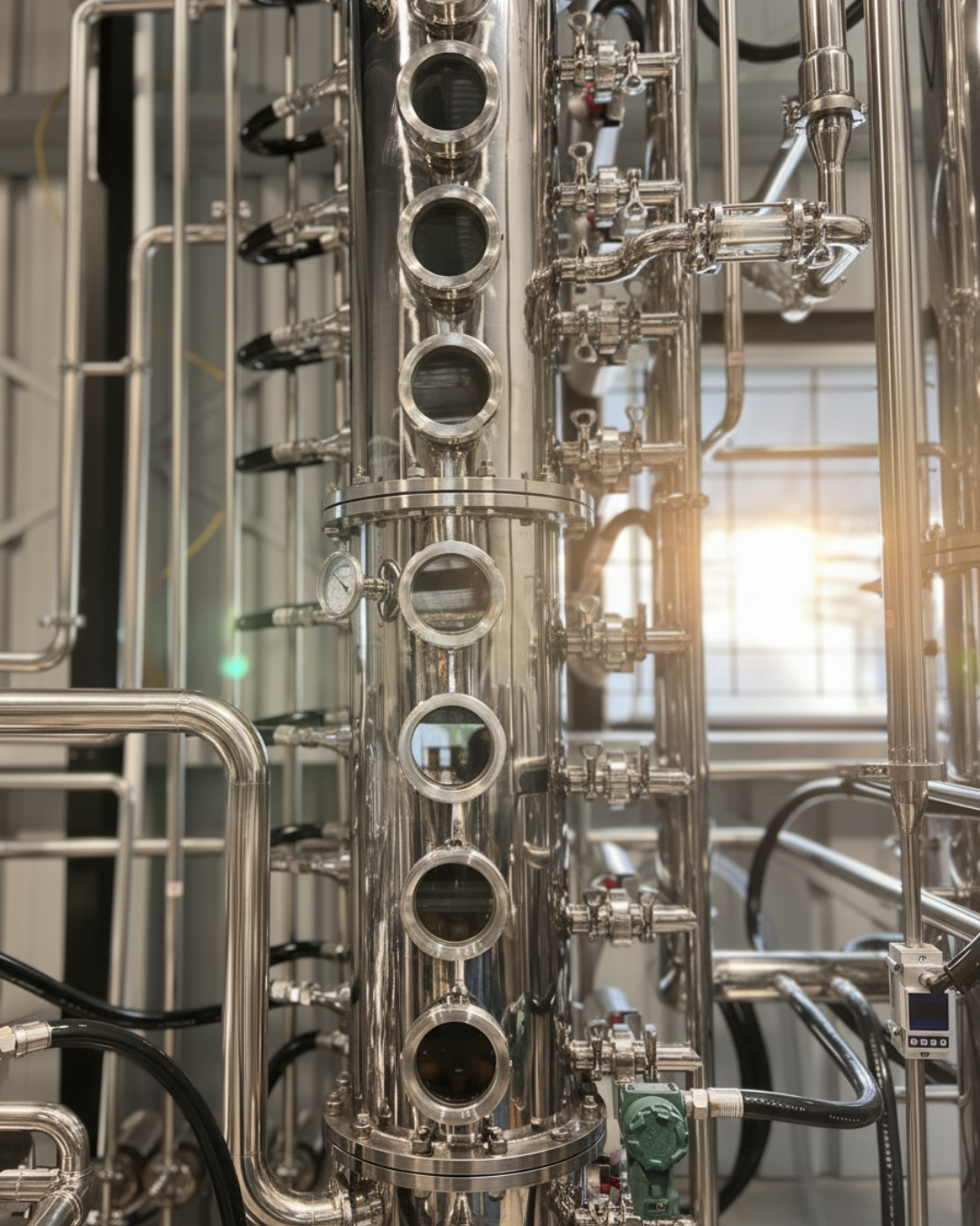 Copper and stainless-steel distillation equipment used to produce Myrlèmon Australian lemon myrtle liqueur for wholesale and retail.