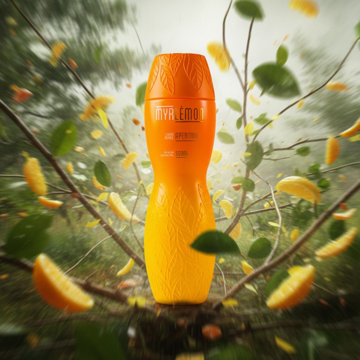 Bottle of Myrlèmon Australian vodka liqueur surrounded by native botanicals and citrus, representing the Taste the Wild experience.